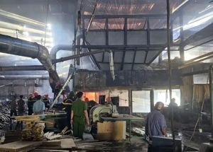 Bình Định: Khống chế đám cháy lớn tại công ty sản xuất sản phẩm gỗ