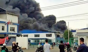 Cháy lớn công ty sản xuất giày dép